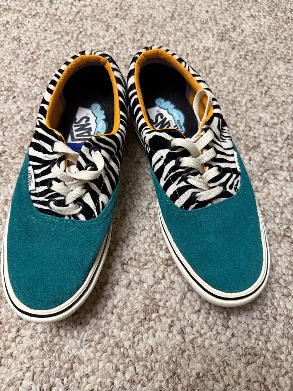 Women vans Teal and Zebra Pattern Casual Sneakers